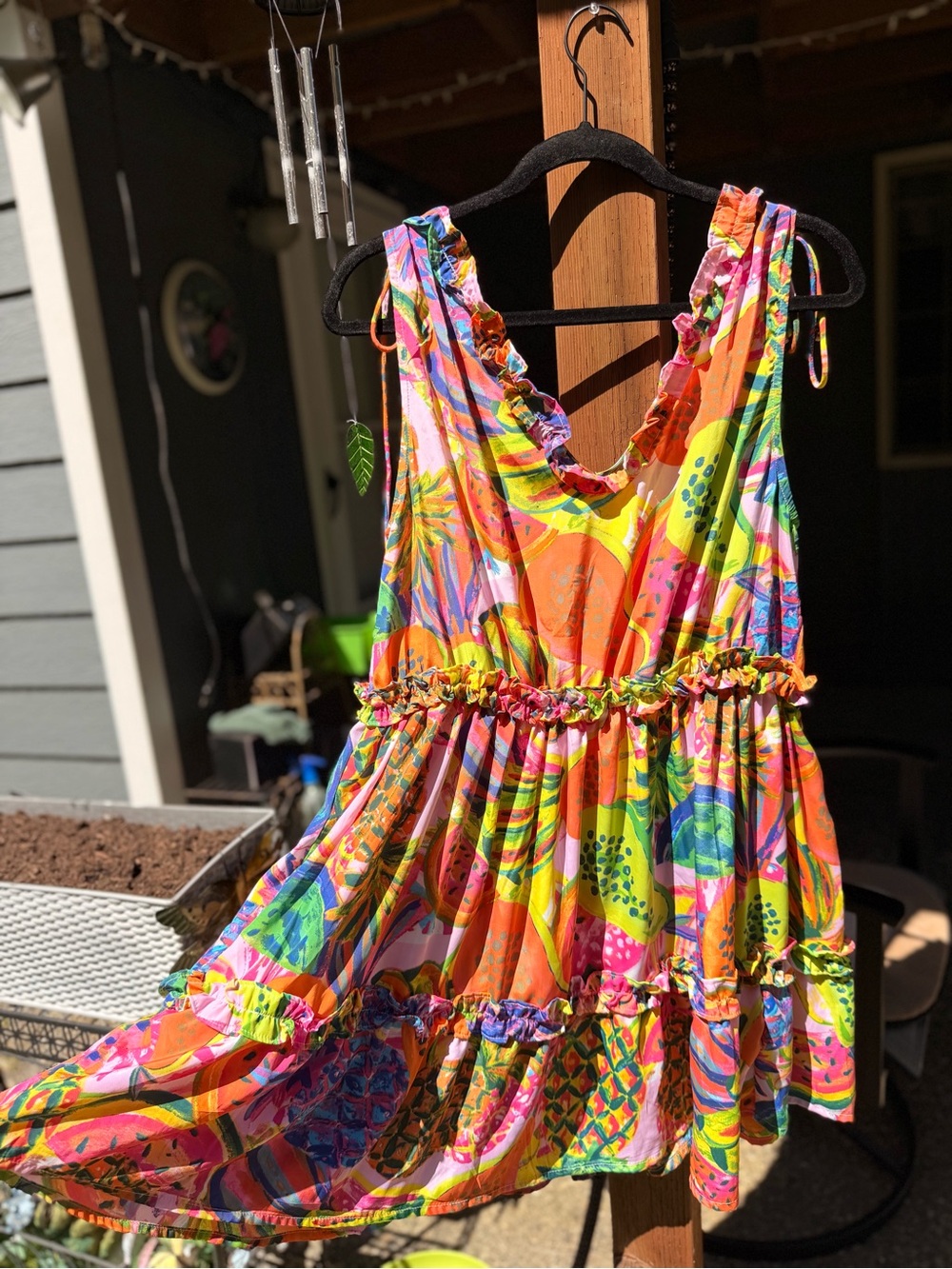 Vibrant Multicolor Ruffle Mini Dress - Picture 9 of 9